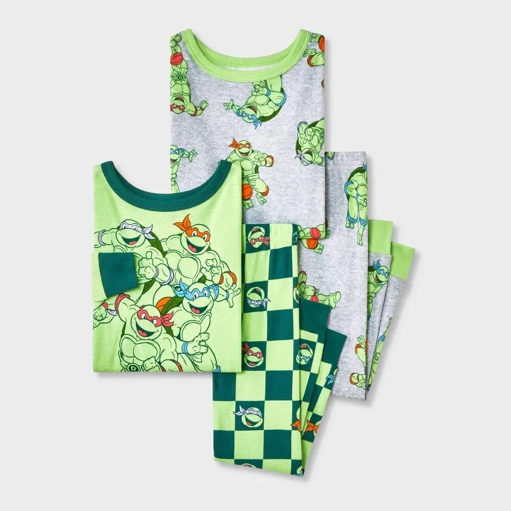 Teenage Mutant Ninja Turtles Boys' 4-Piece Cotton Pajama Set - Green - 5T (Boy)